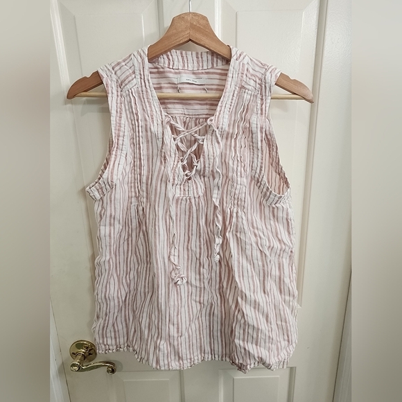 100% Linen Tank With Tie Front Detail Size S/m - Picture 1 of 3